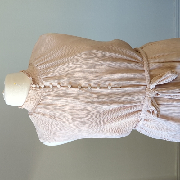 Eloquii Half Button Blouson Shift Dress Beige 24 casual bohemian summer plus - Picture 3 of 9